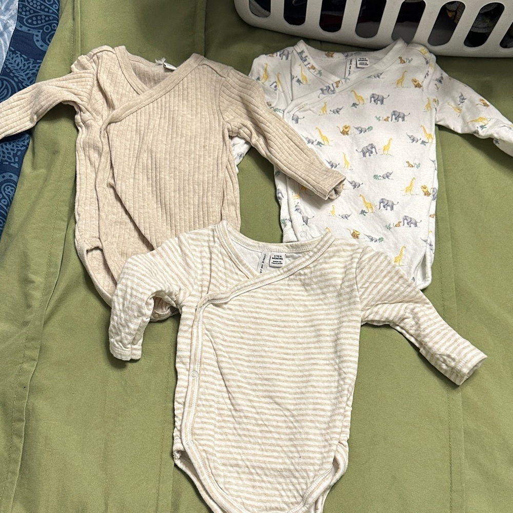 Janie and Jack Neutral and Animal Print Bodysuits